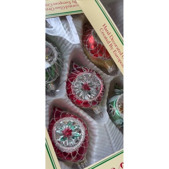 6 Boxes Christmas Classics Hand Decorated Glass Ornaments By European Craftsmen - Picture 8 of 10